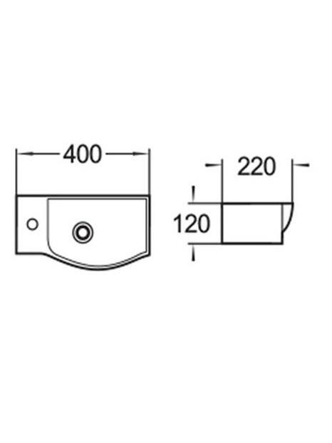 WW AISBACH 7940 GL-WT L Раковина подвесная (глянцевая белая) 400х220х120 мм 