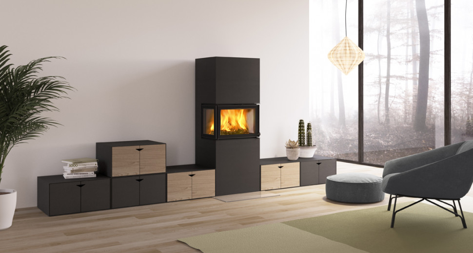 Печь-камин Nordpeis Box Black + топка N-20U 