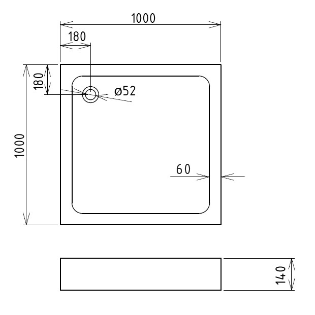 Душевой поддон Gemy ST16T 100 x 100 см, квадратный, белый 