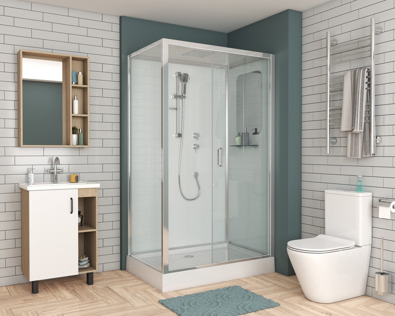 Душевая кабина Niagara Premium NG-6012-01QL (120х80х210) низкий поддон(16 см),стекло прозрачное,4 места 