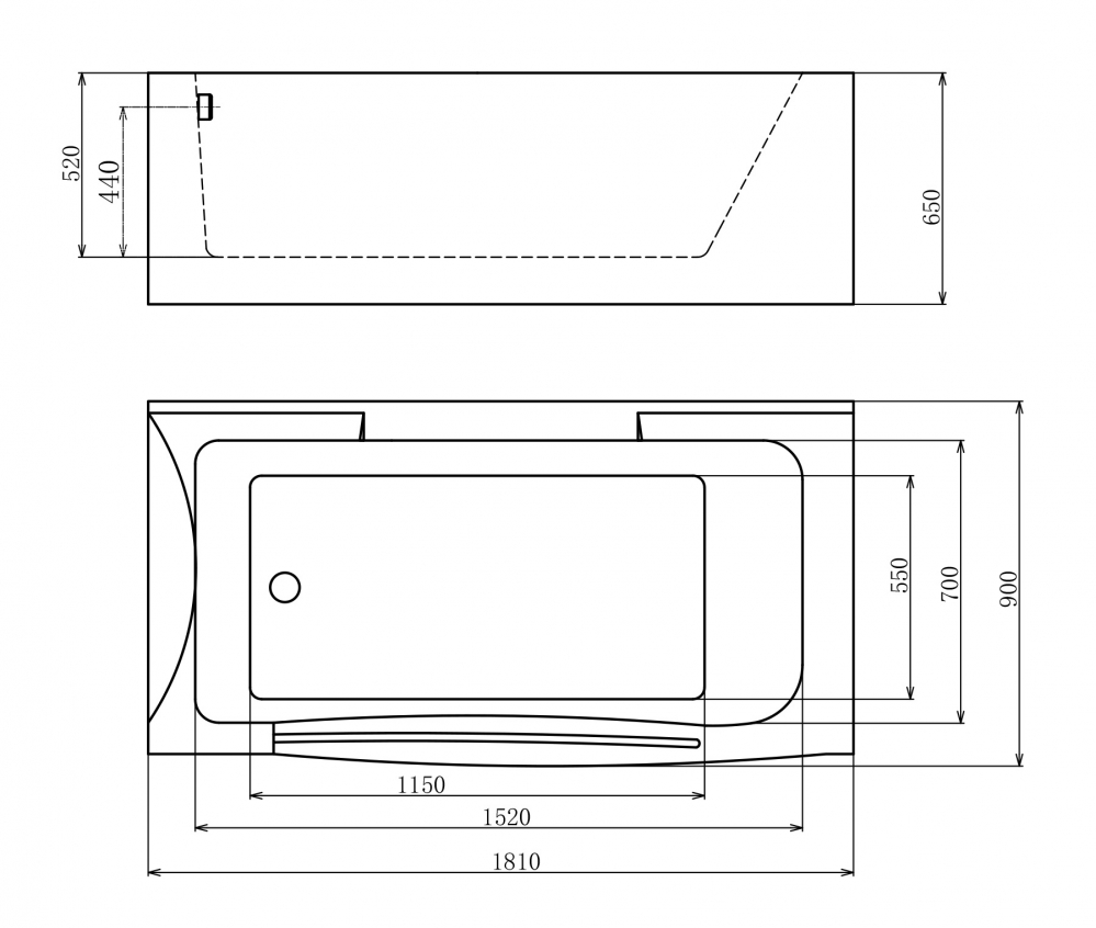 Ванна гидромассажная акриловая Gemy G9055 K R/L, 181 х 92 см 