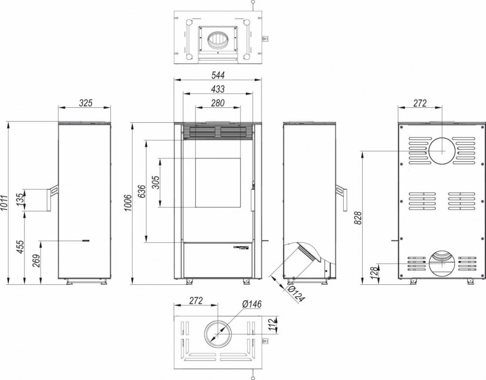 Печь DEFRO HOME VIVA 6кВт, черная сталь 