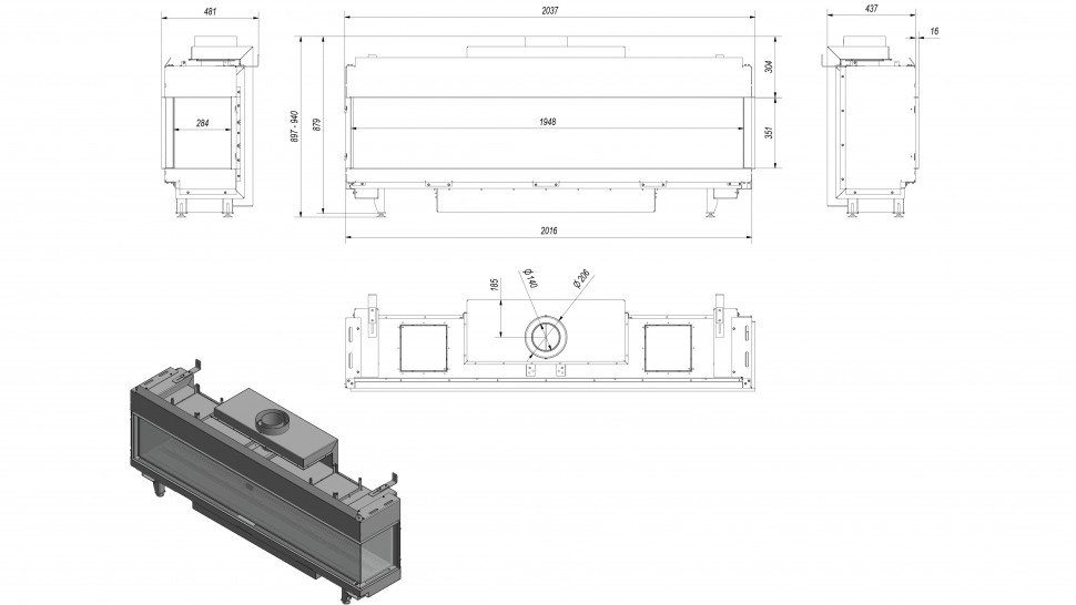 Топка газовая Kratki PRO LEO/P/200/G20 (магистральный газ) 