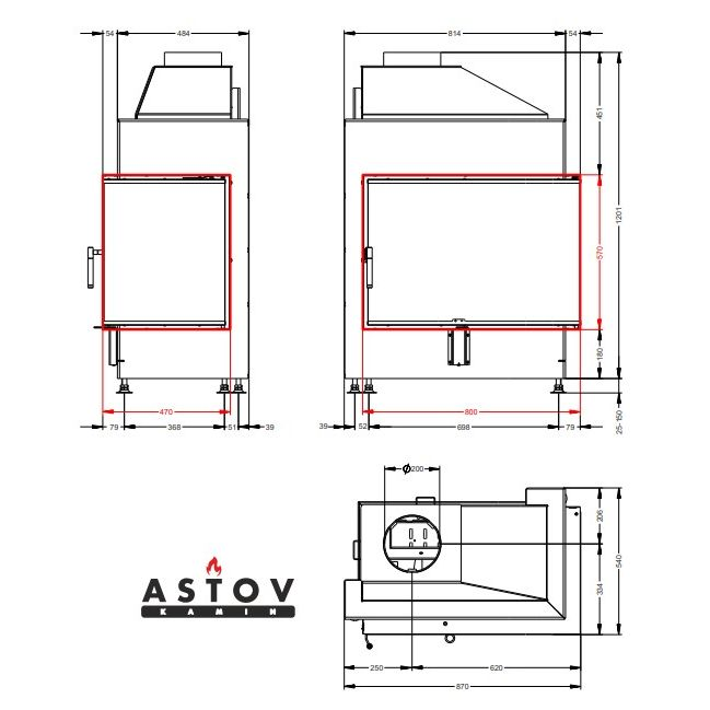 Каминная топка Астов П2С 800 L 