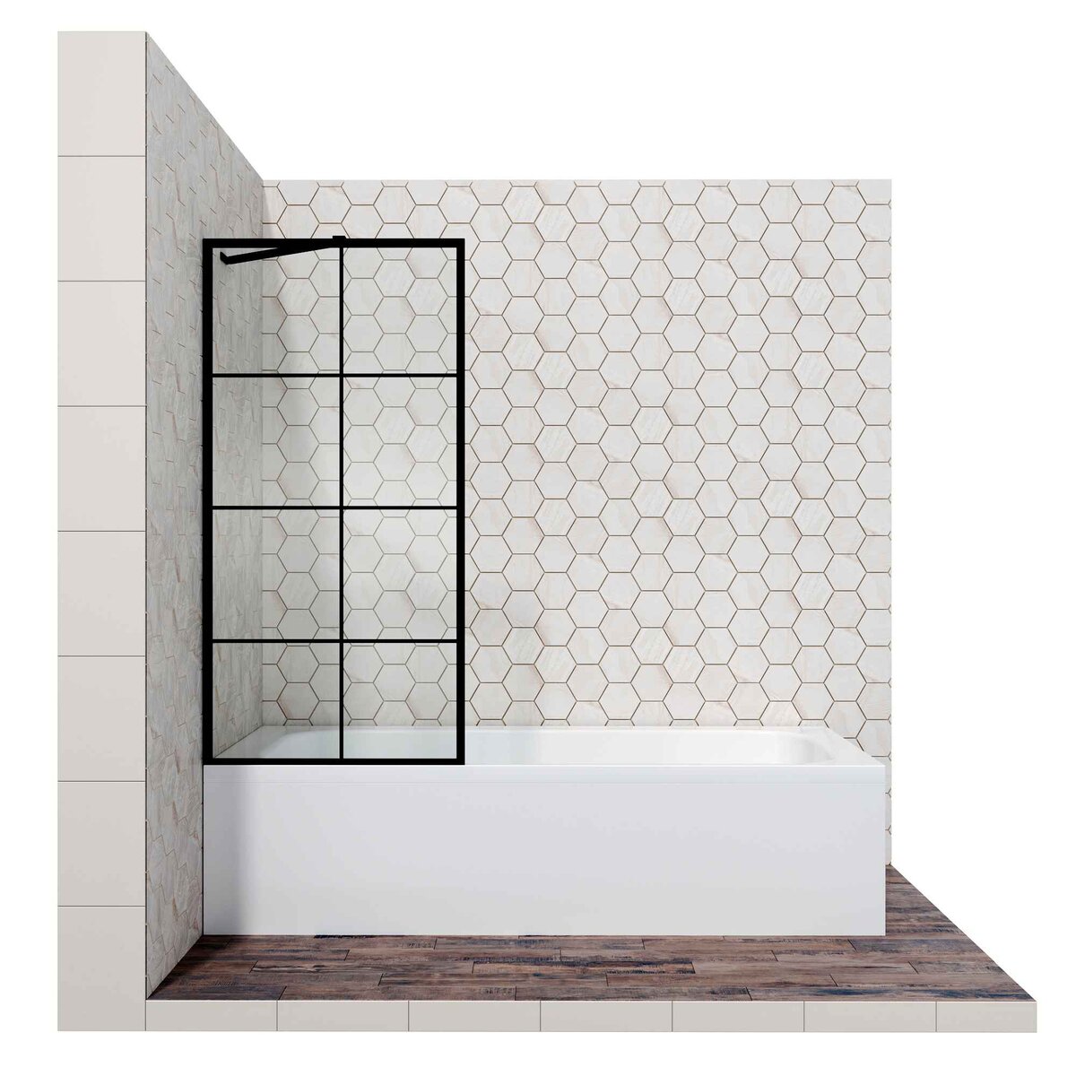 Шторка для ванны Ambassador Bath Screens 16041209 (80х140) черный,стекло прозрачное с рисунком,неподвижное,1 место 
