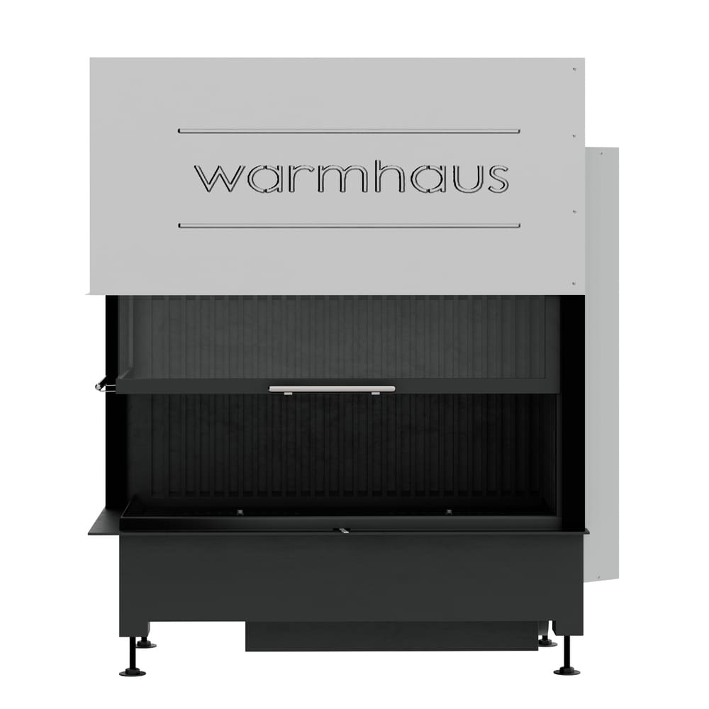 Каминная топка KANT L 100/57h (Warmhaus) с угловым стеклом левая, футеровка черные 3D панели 