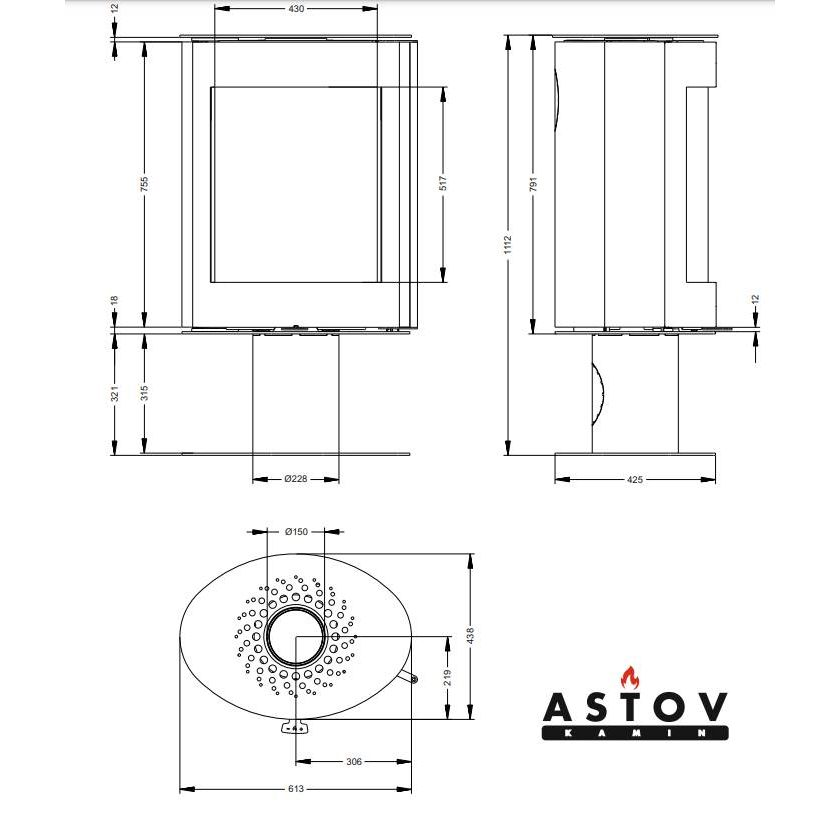 Печь камин Астов Oval мрамор крема беж 