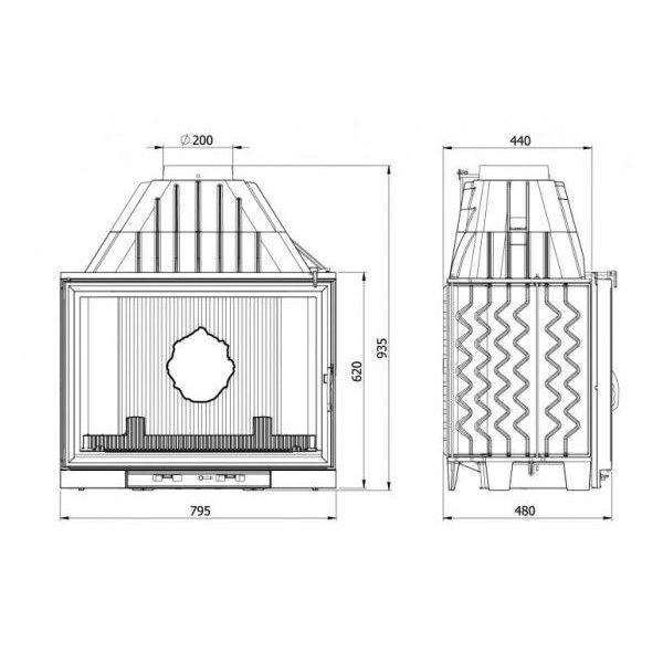 Каминная топка KawMet W8 19 кВт 
