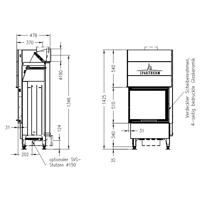 Каминная топка SPARTHERM Varia 2L-55h светлый шамот 