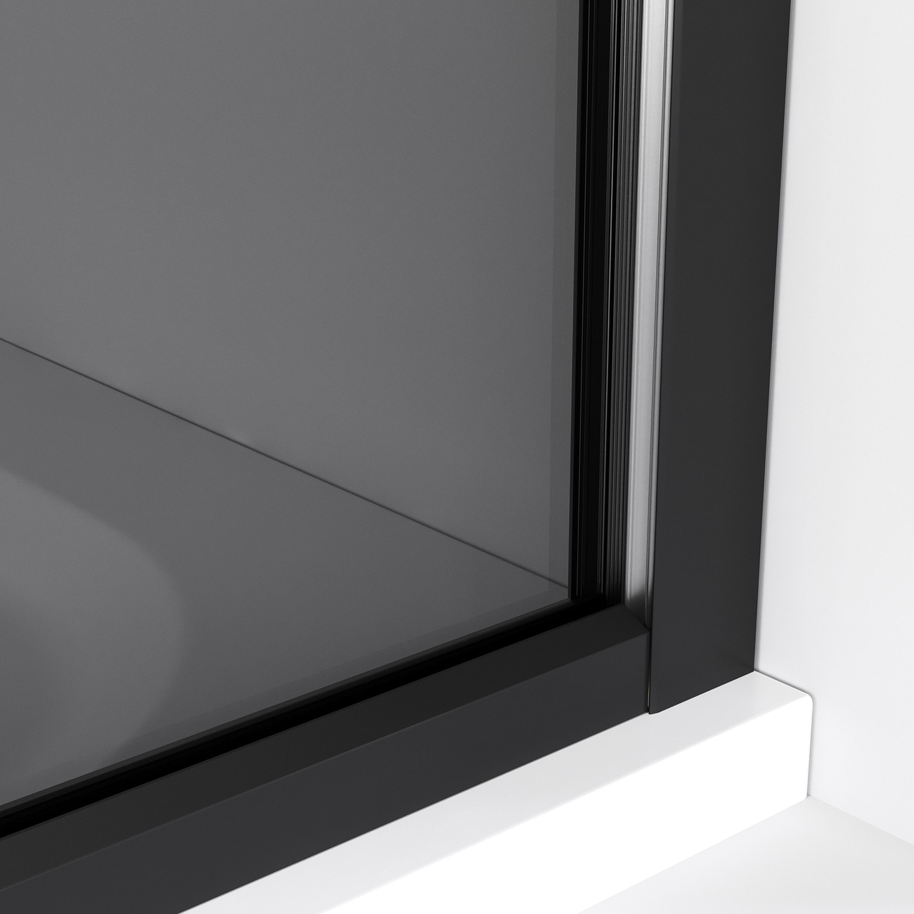 Душевая перегородка Niagara Nova NG-689-90TBLACK (90х200) черный матовый,стекло тонированное,1 место 