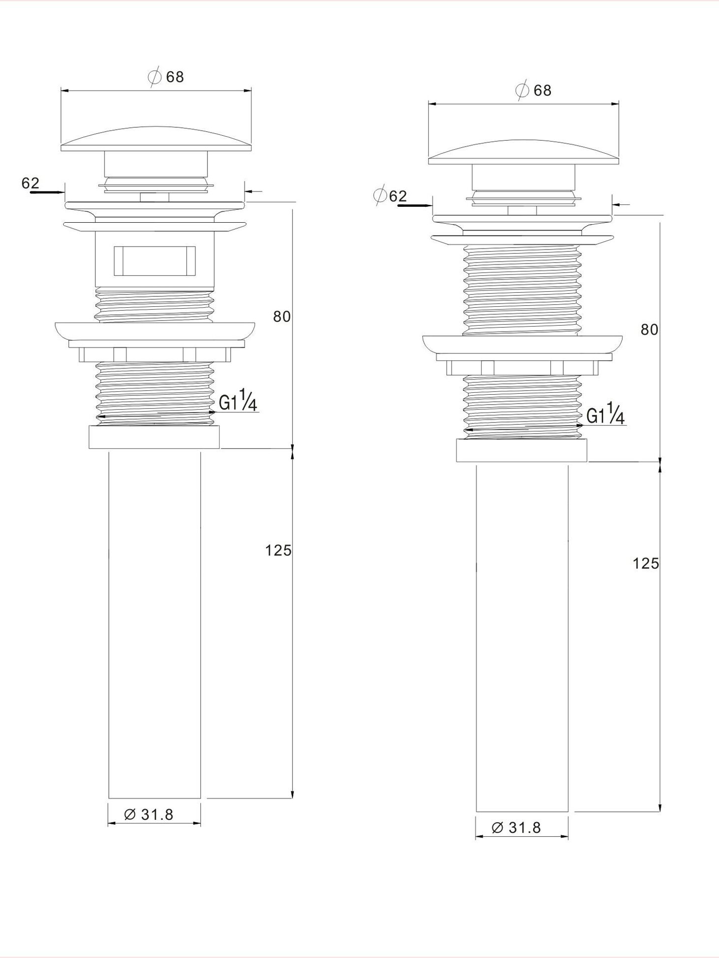 WeltWasser WW PP MT-BL Донный клапан для раковины. Черный матовый 