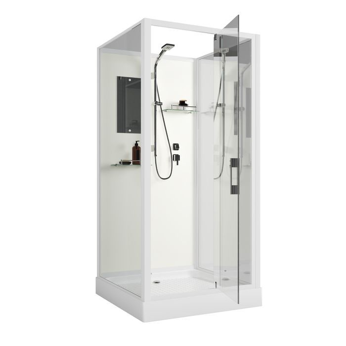 Душевая кабина Niagara Standart ST80/15Q/BK (80х80х200) квадрат,поддон 15см,распашная,проф.белый,без крыши,3 места 