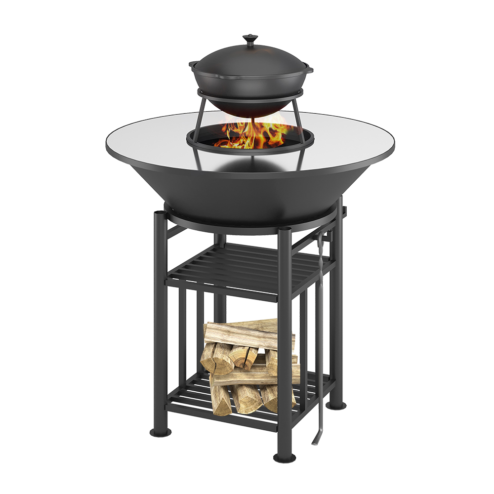 Fantastic Grill Везувий Ø 1000 (чаша+подставка+плита+решетка чугунная"СТЕЙК" Ø 450мм+крышка) 