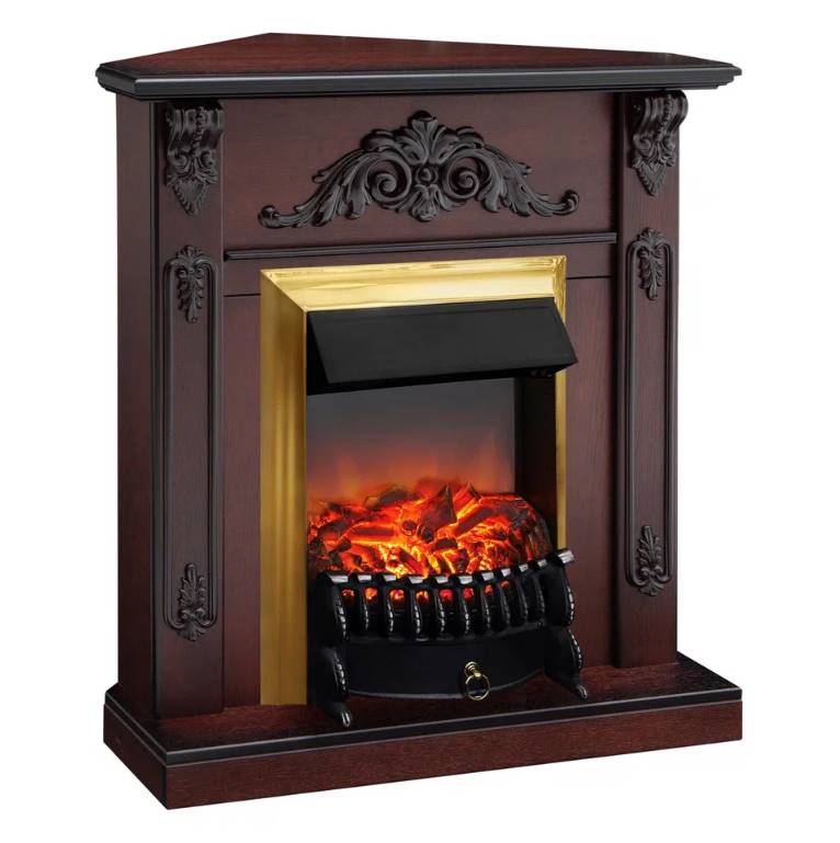 Камин RealFlame Anita Corner AO с очагом Fobos Lux Brass 