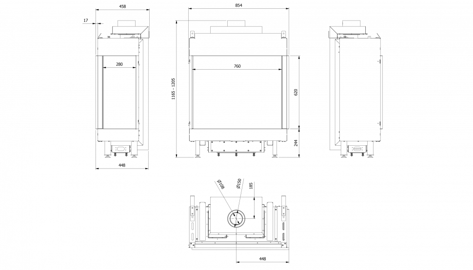 Топка газовая Kratki PRO LEO/P/76/62/G20, магистральный газ 