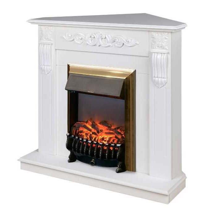 Камин RealFlame Dominica Corner WT с очагом Fobos Lux Brass 