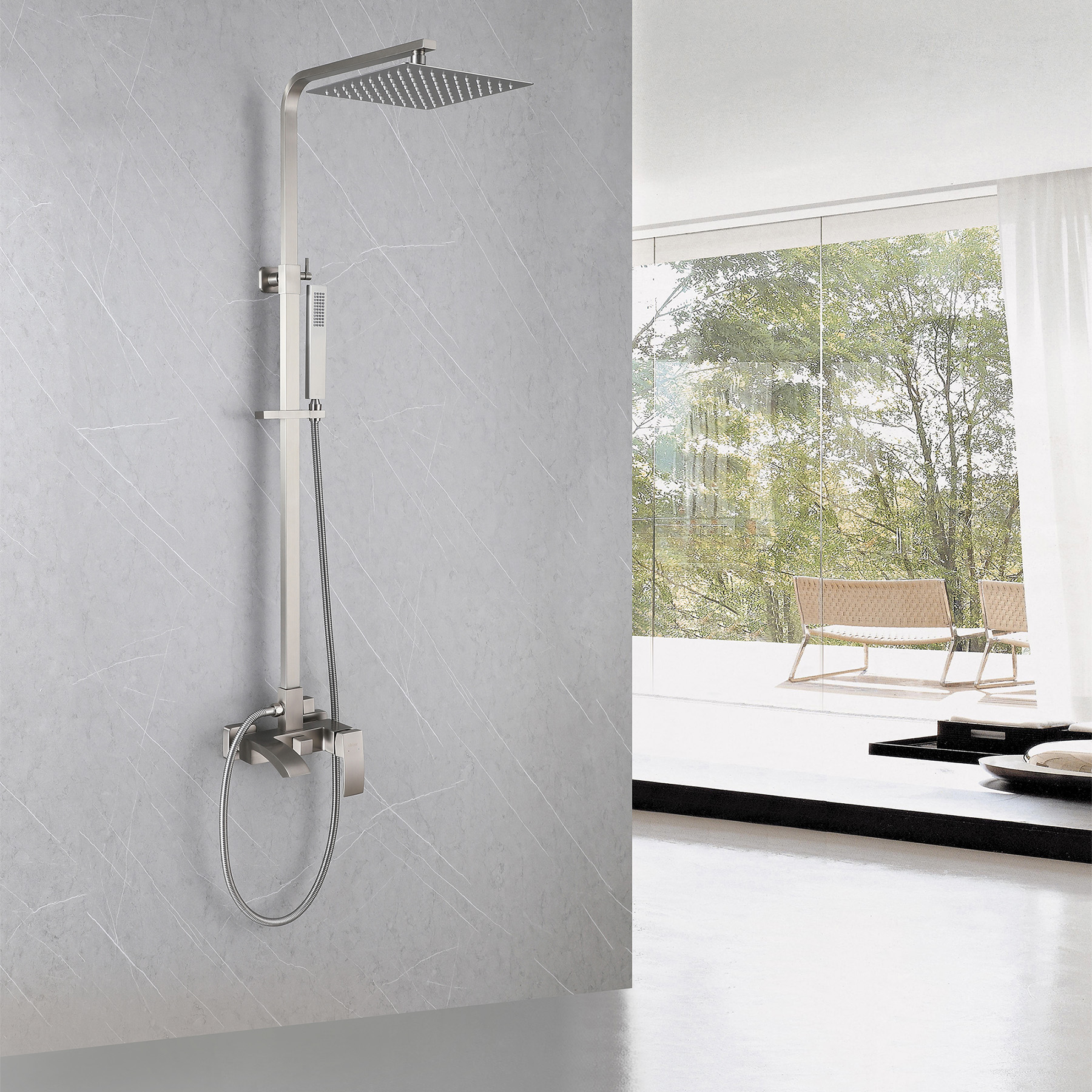 Душевая система Abber Wasserfall AF8616SPL, PVD покрытие, сатин 