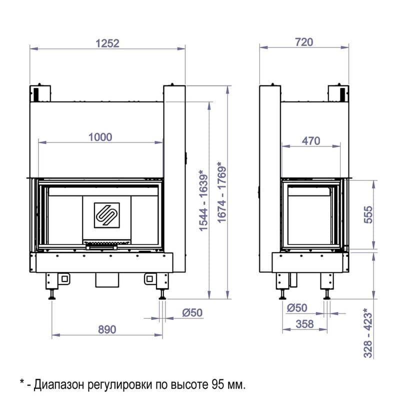 Каминная топка STAV CFL 1000G 
