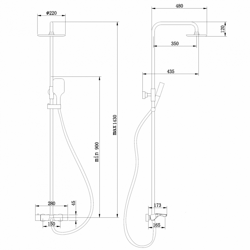 Душевая система Abber Thermostat AF8516SPL, термостатическая, PVD покрытие, цвет сатин 