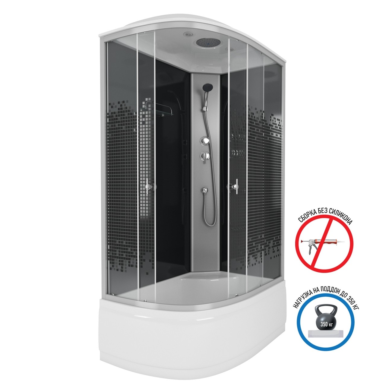 Душевая кабина Niagara Eco NG- 7510-14 BLACK L/R, 120 x 80 см, стекло мозаика 