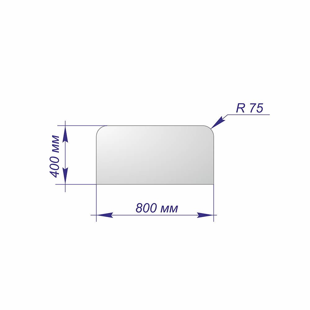Лист предтопочный НЕРЖ 800х400х0,5мм (R75) 