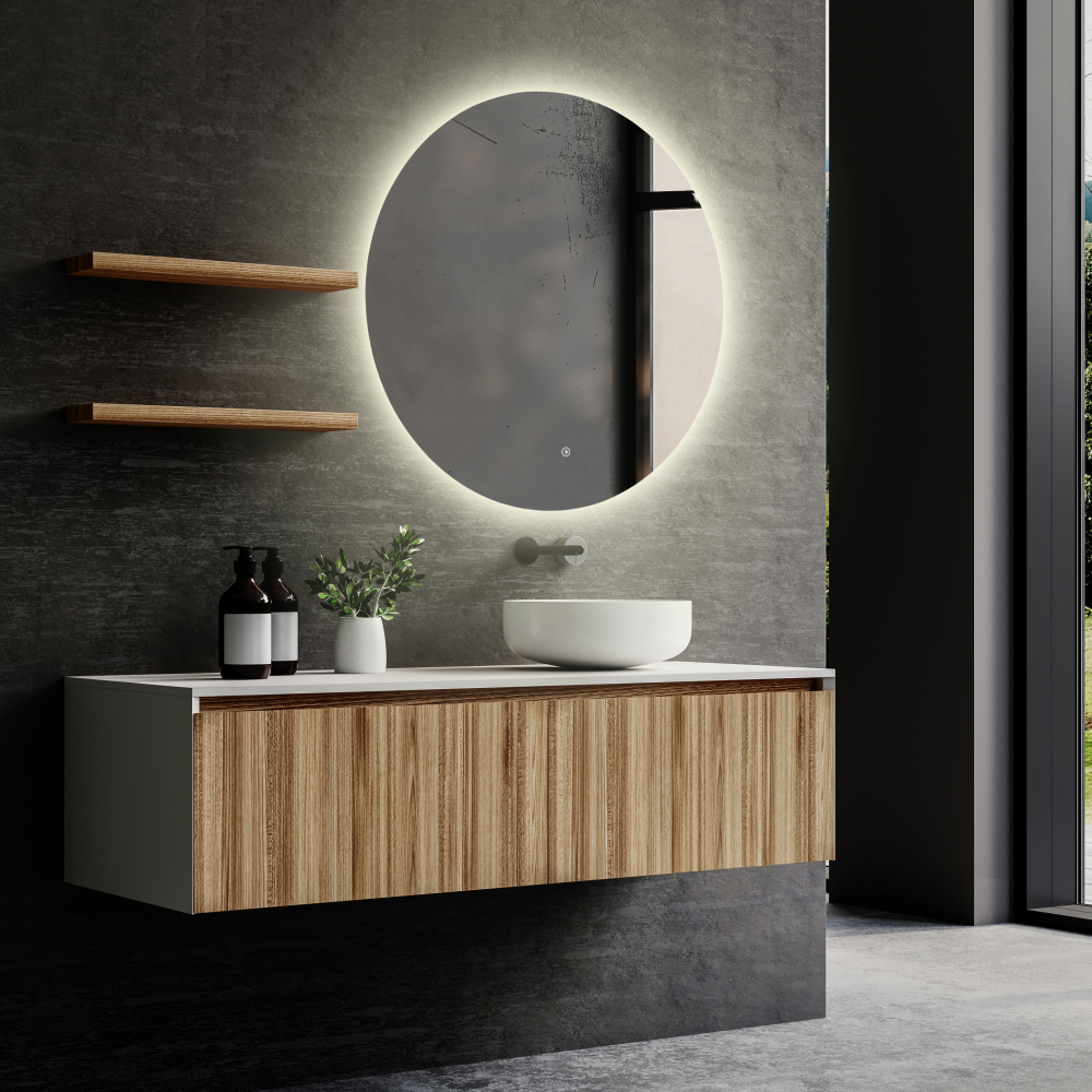 Зеркало Abber Mond AG6203SL-1.0, 100 см, с подсветкой, сенсорный выключатель, цвет белый 