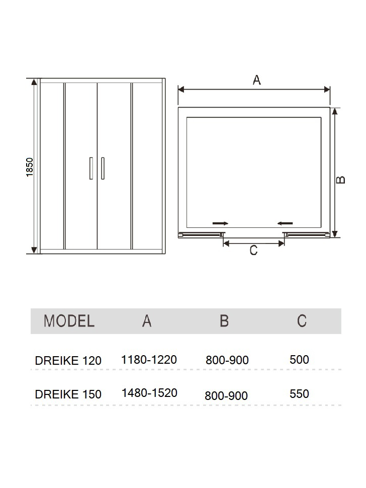 DREIKE 150 МТ Душевое ограждение 
