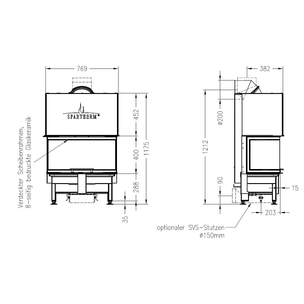 Каминная топка SPARTHERM Varia AS-3RLh Linear 4S светлый шамот 