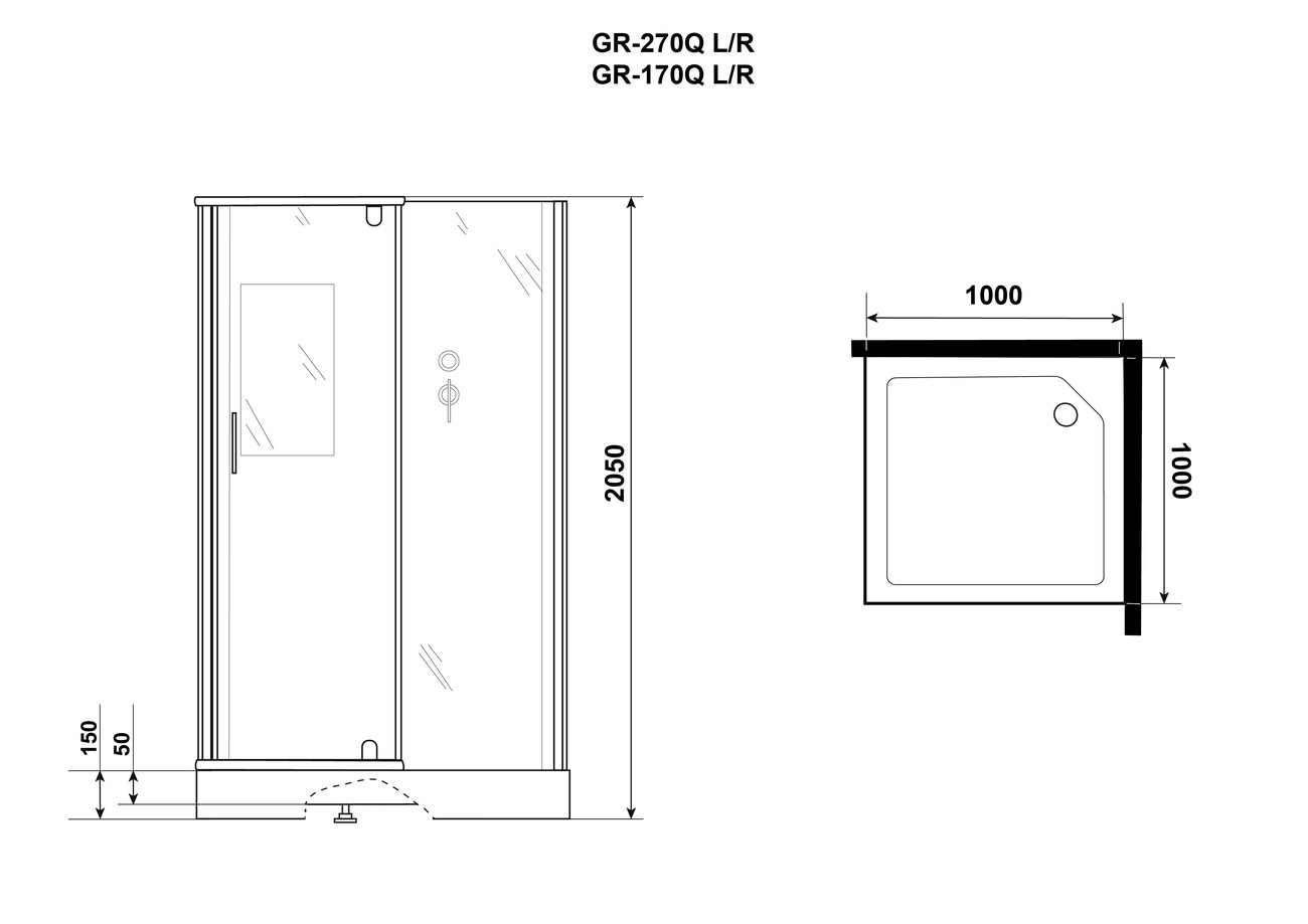 Душевая кабина Grossman Classic GR170QR (100х100х205) дверь распашная,4 места 
