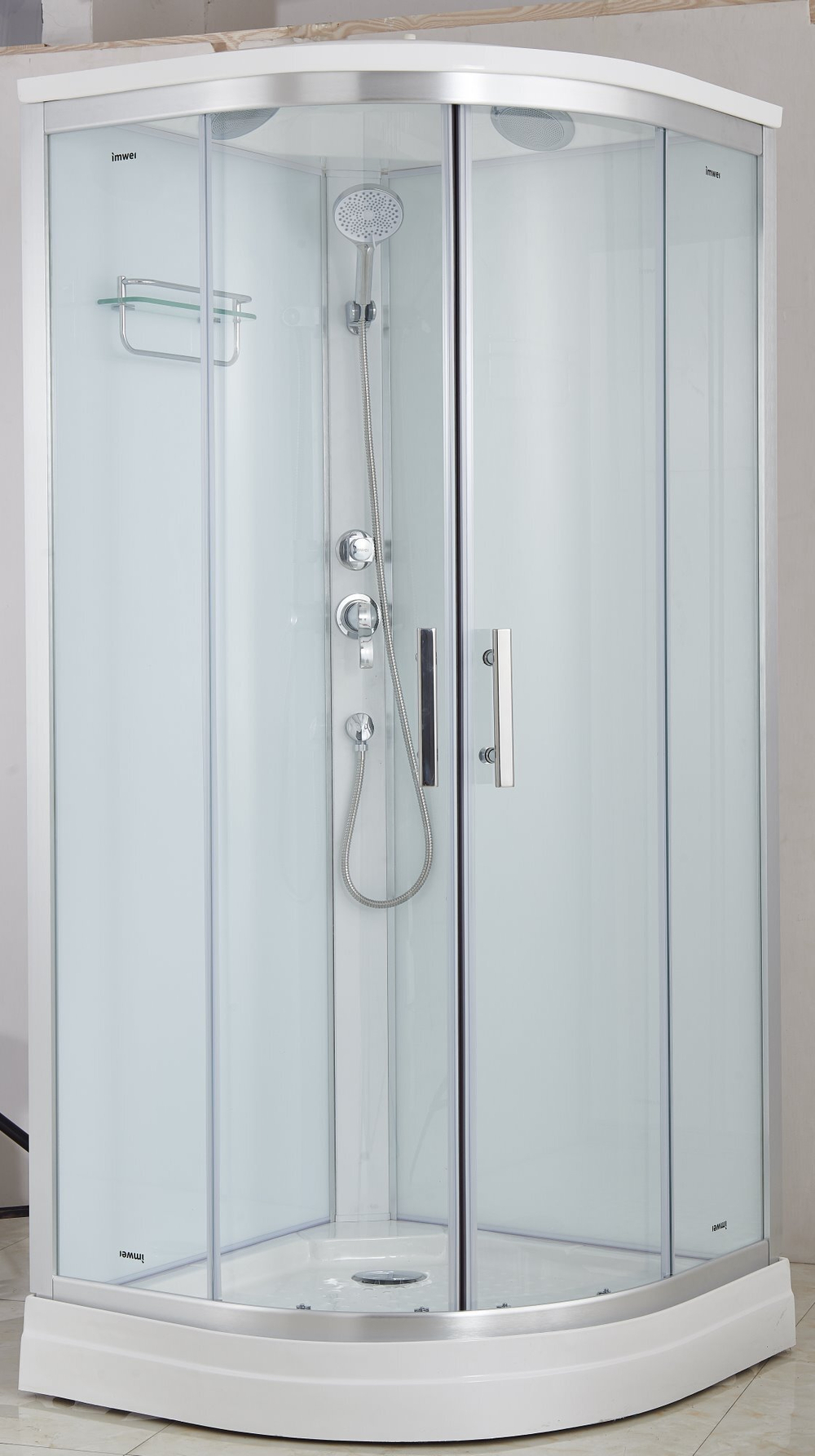 Душевая кабина Imwei XDL-09H, 90 x 90 см, средний поддон, с крышей, стекла прозрачные, профиль серебристый 