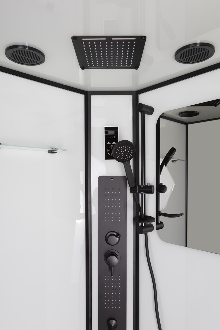 Душевая кабина Niagara Premium NG-6901-01G BLACK (90х90х210) низкий поддон(16 см),черный,стекло тонированное,4 места 