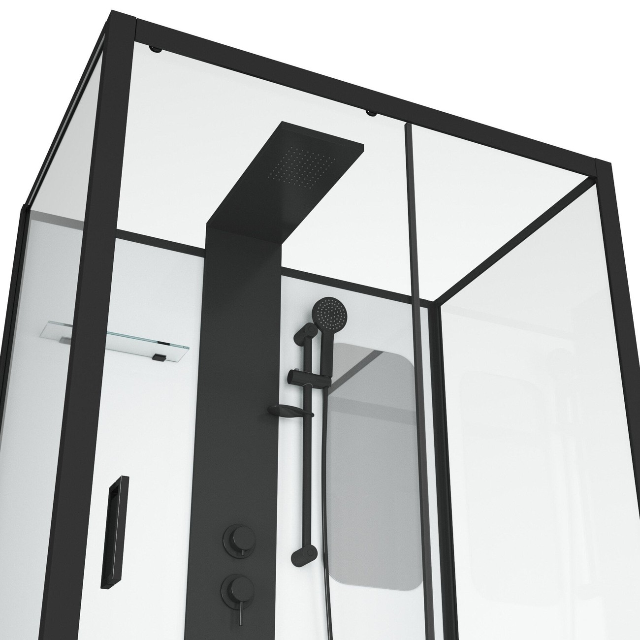Душевая кабина Grossman Elegans 120 x 80 см, прямоугольная, профиль черный, GR252Q 