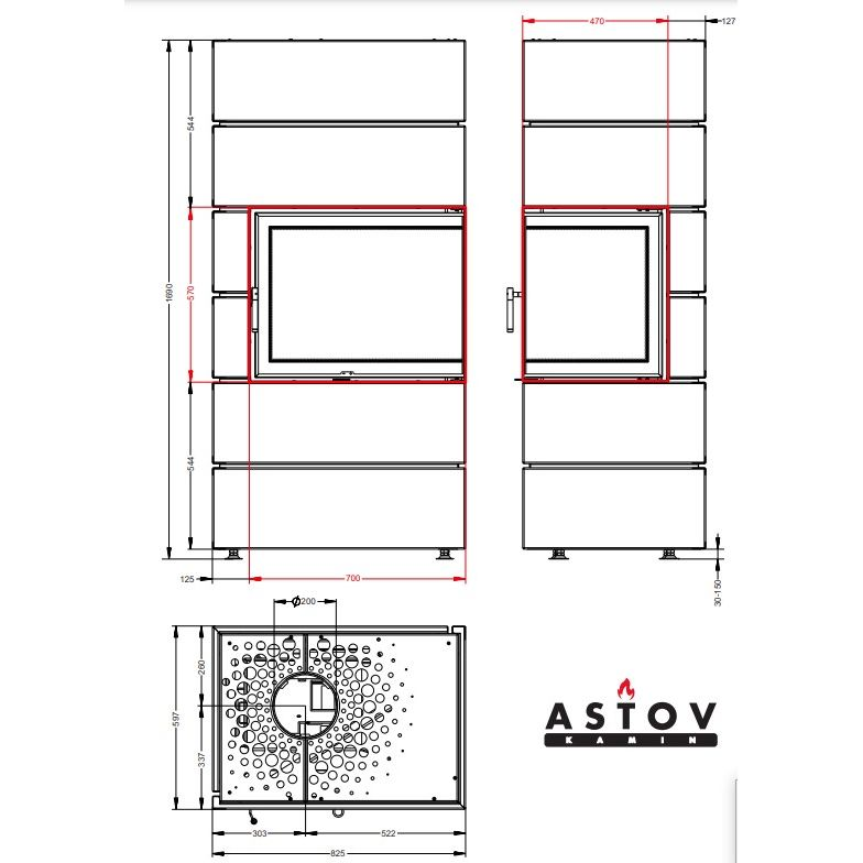Печь камин Астов ФЕРРО П2С 700 R 