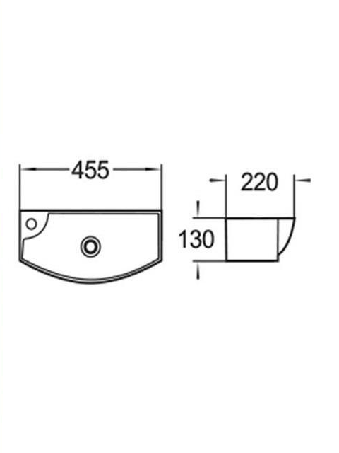 WW AISBACH 7946 GL-WT L Раковина подвесная (глянцевая белая) 455х220х130 мм 