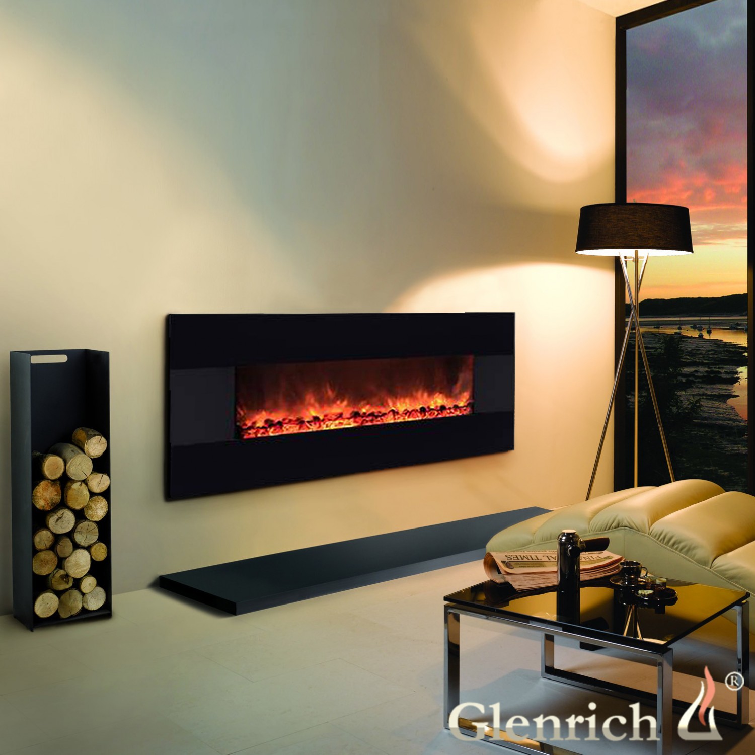 Современный электрокамин Glenrich Freеstyle Черный 