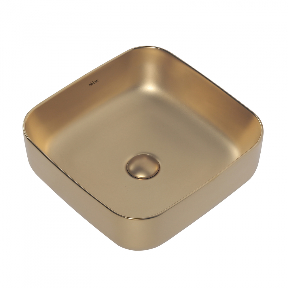 Раковина Abber Rechteck AC2211MMG 38 х 38 см, накладная, золото матовое 