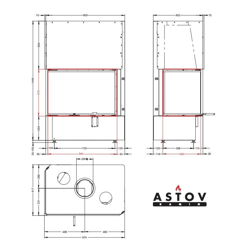 Каминная топка Астов П2С 8457 L 