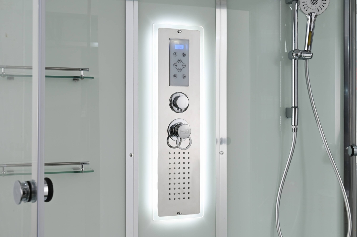 Душевой бокс AvaCan V5015LED 78256, 150 x 85 см, с крышей, LED подсветка, поддон высокий, стекло прозрачное, профиль хром 