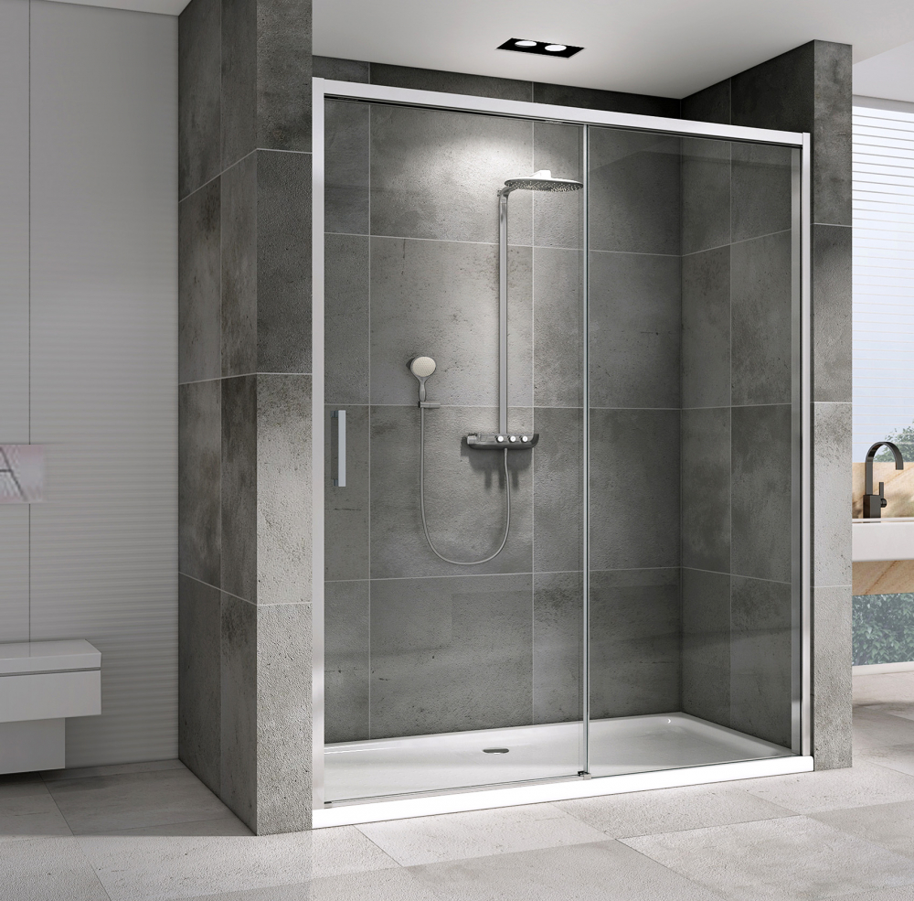 Душевая дверь Abber Komfort AG93130, 130 х 200 см, профиль хром, стекло прозрачное 