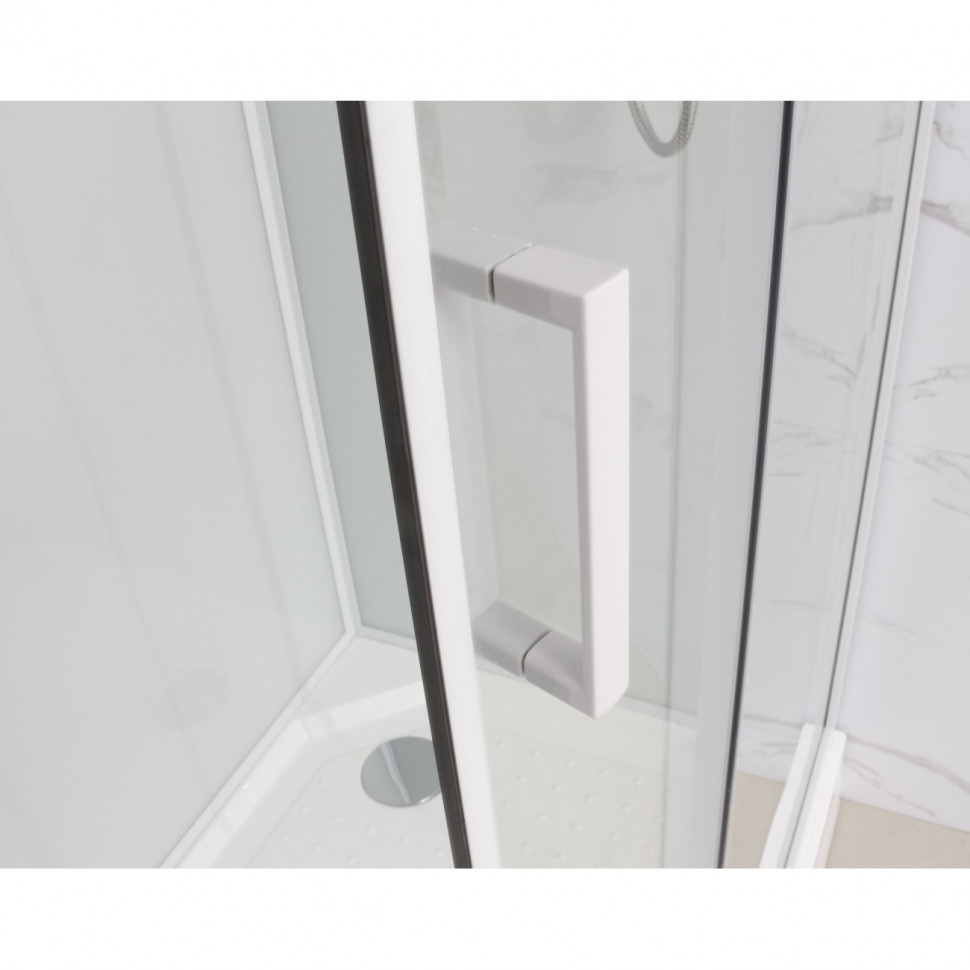 Душевая кабина Frank F409/1 М White 90 х 90 см без крыши, средний поддон, стекла матовые, профиль белый, 20025 