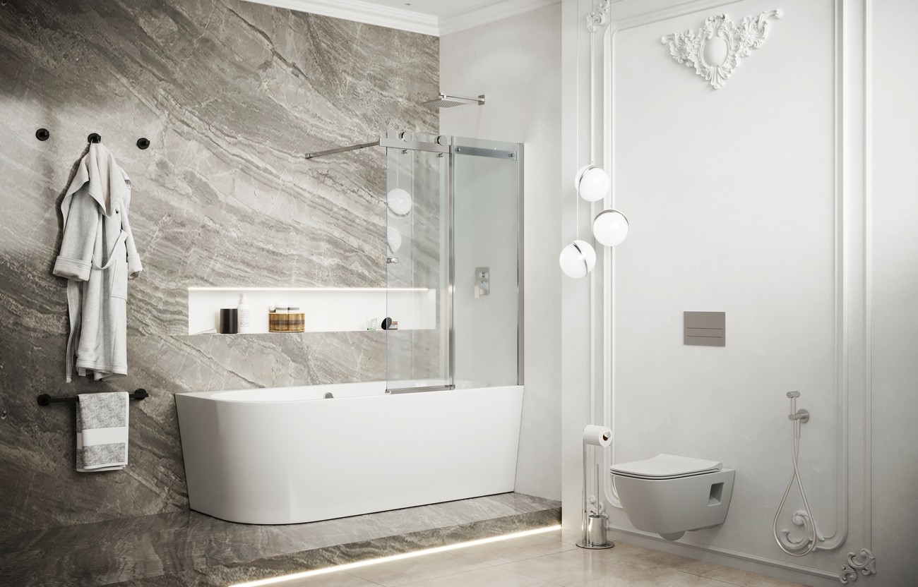 Шторка для ванны Ambassador Bath Screens 16041116 (100х140) хром,стекло прозрачное,раздвижная,1 место 
