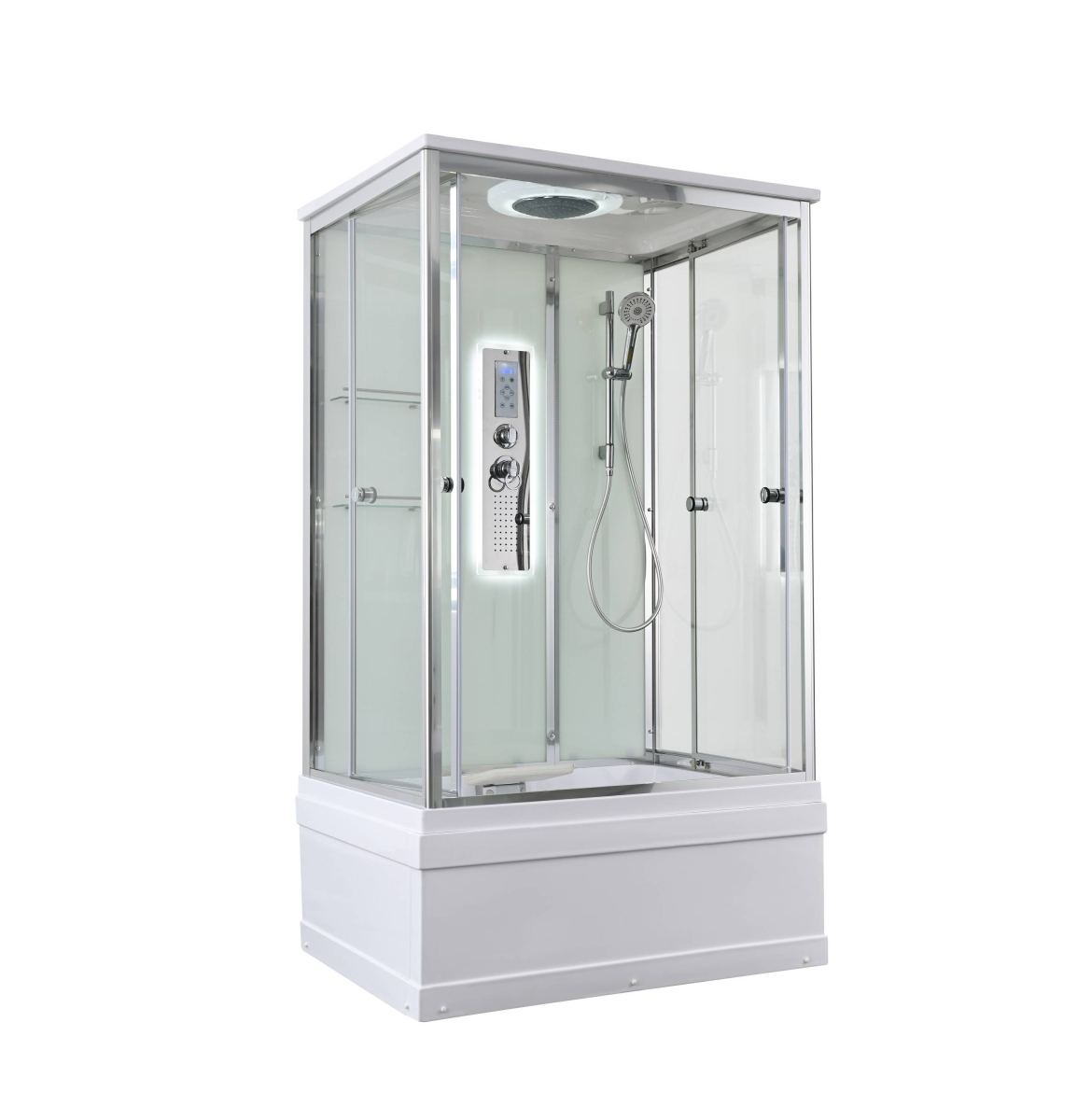 Душевая кабина AvaCan V5012LED 78254, 120 x 90 см, с LED подсветкой, с крышей, высокий поддон, стекло прозрачное, профиль хром 