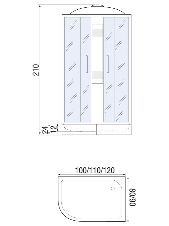NARA 100/80/24 MT R Душевая кабина с поддоном 