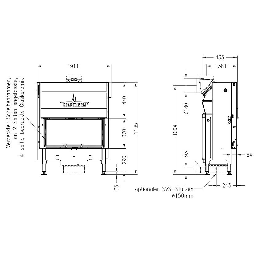 Каминная топка SPARTHERM Varia ASh чёрный шамот 