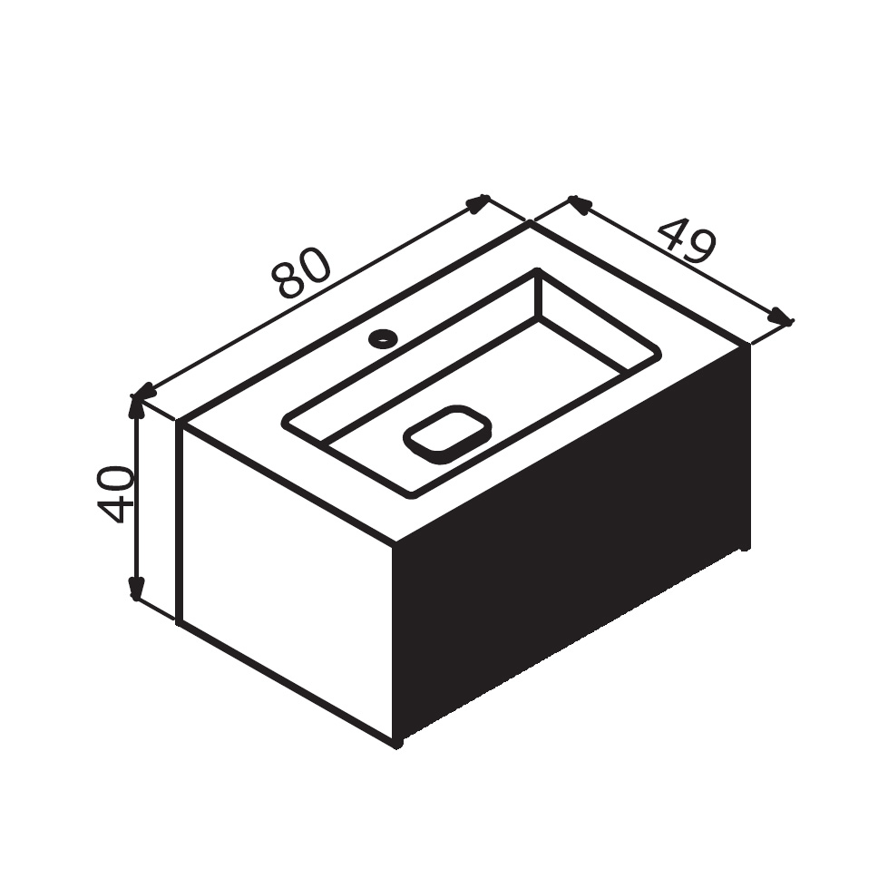 Тумба с раковиной Orka Cube 3000373, 80 см, подвесная, цвет бежевый матовый/белый 