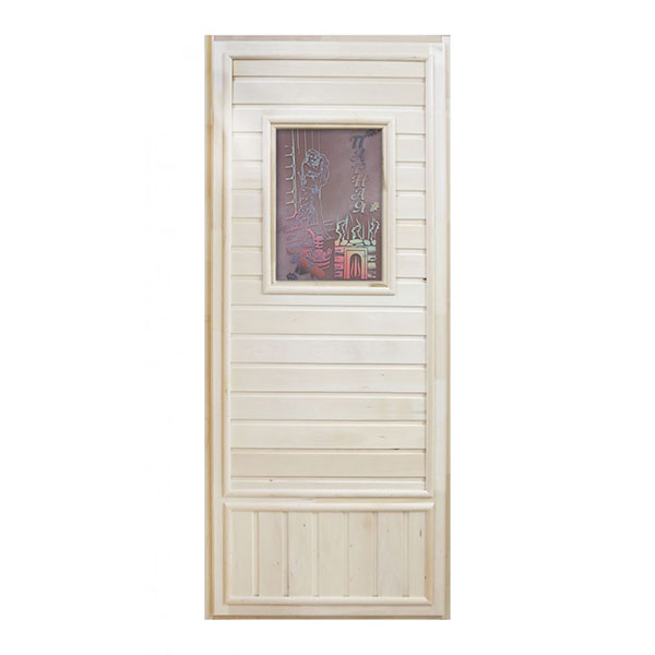 Дверь DoorWood Вагонка эконом со стеклом, 750?1850 мм 