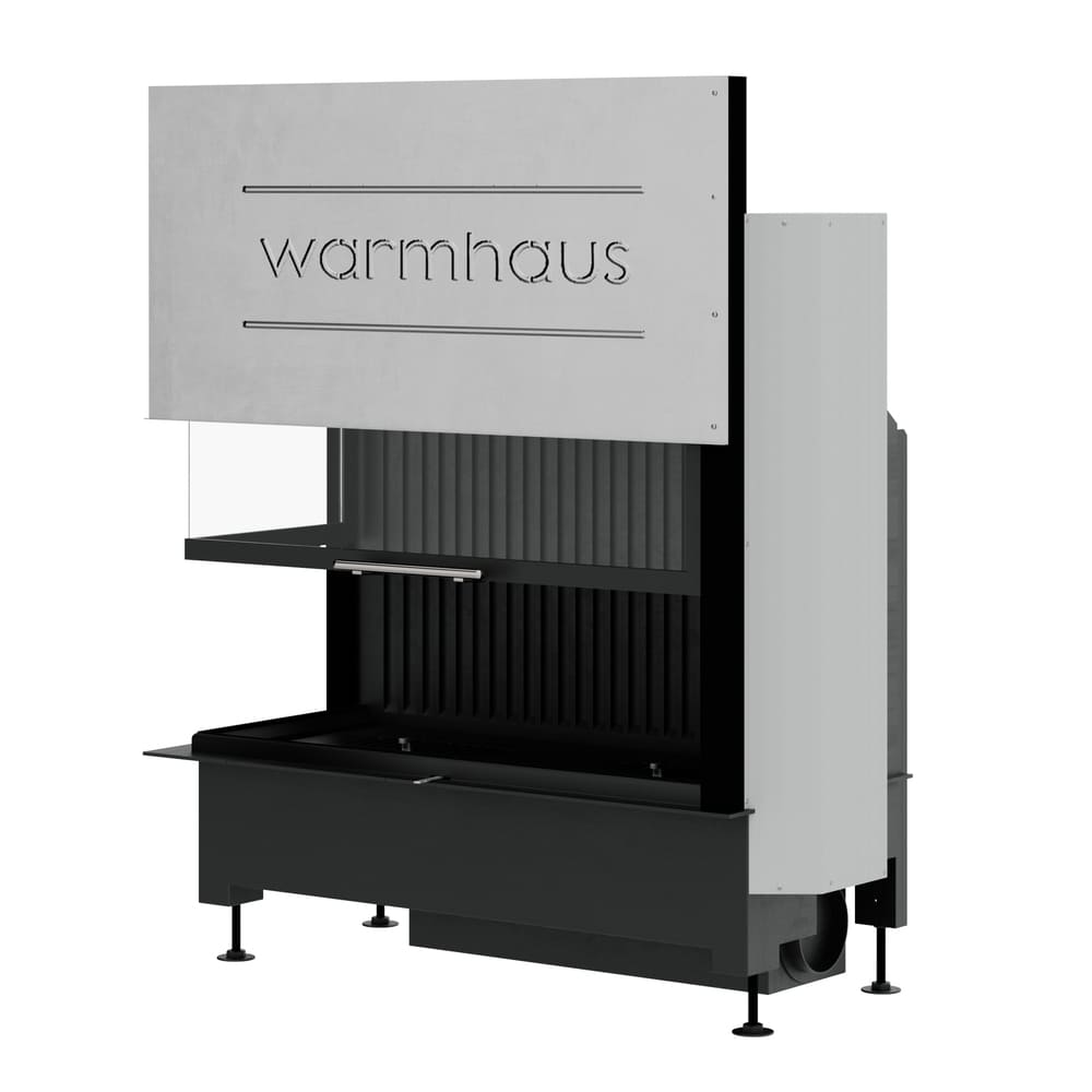 Каминная топка KANT L 100/57h (Warmhaus) с угловым стеклом левая, футеровка черные 3D панели 