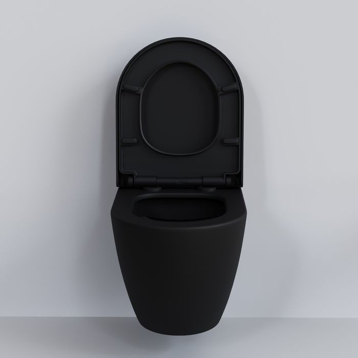 Унитаз Queen 113T20201R (570*360*400) ЧЁРНЫЙ МАТОВЫЙ подвесной БЕЗОБОДКОВЫЙ, 1 место 