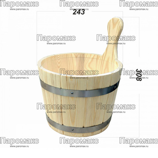 Ушат для бани 5л с ковшом 36см ( с пластиковой вставкой) А23003 