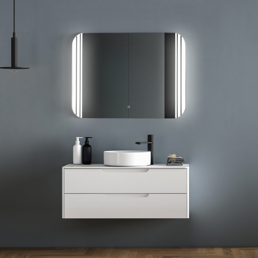 Зеркало Abber See AG6101S, 91.5 см, с подсветкой, сенсорный выключатель, цвет белый 